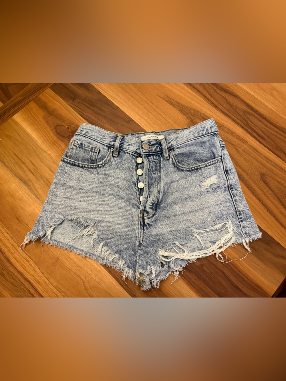 PacSun Light Blue High-Rise Distressed Denim Shorts